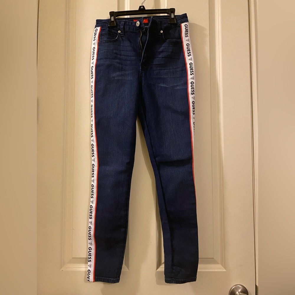 NWOT GUESS Dark Blue Side Stripe Jeans size 27